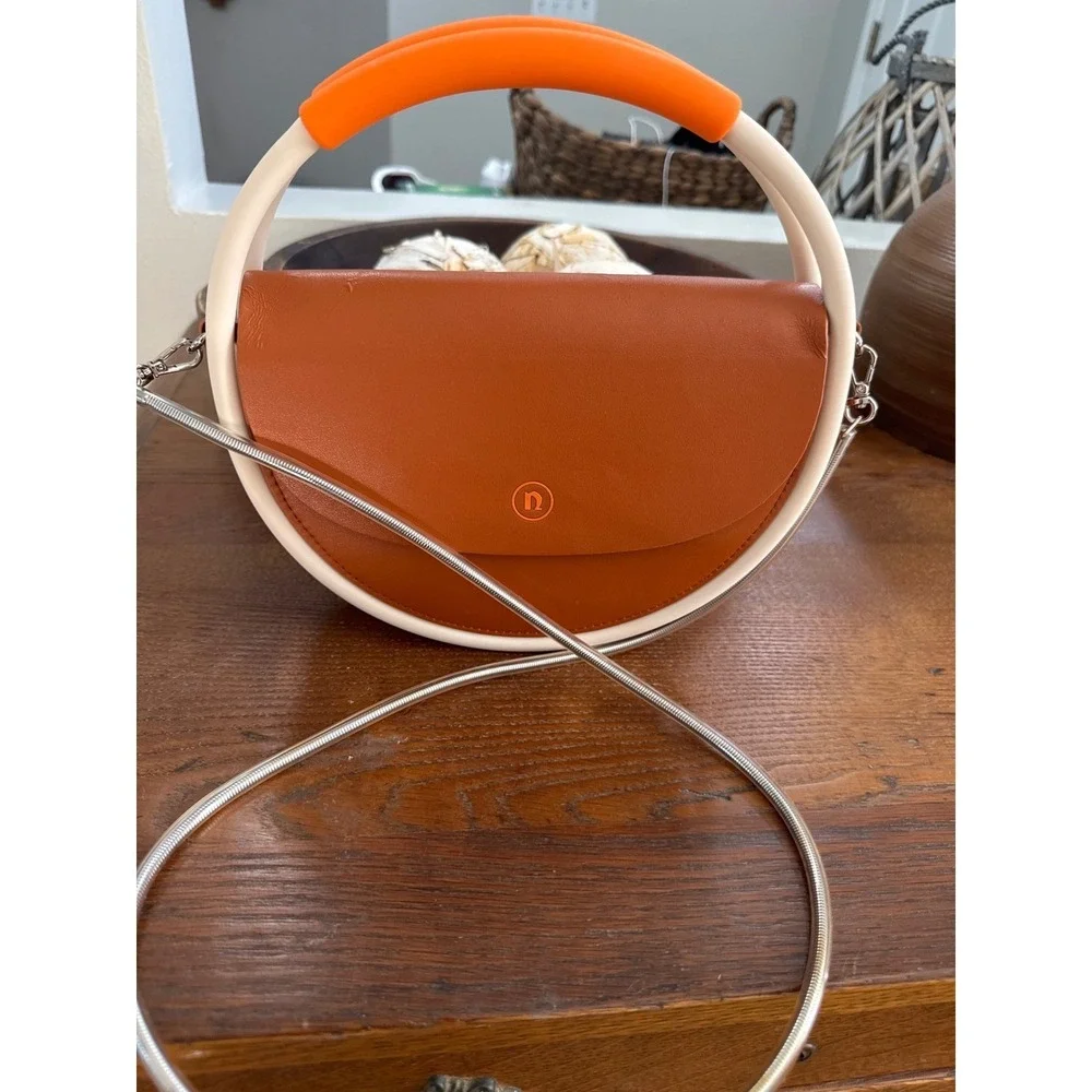 nana-nana HOOP‎ 2-way handbag recycled leather body structured hoop detach chain
